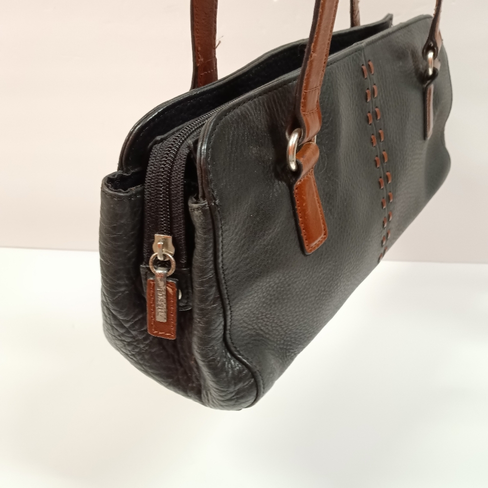 Fossil East West Pebble Leather Shoulder Bag Black & Brown - Picture 3 of 12